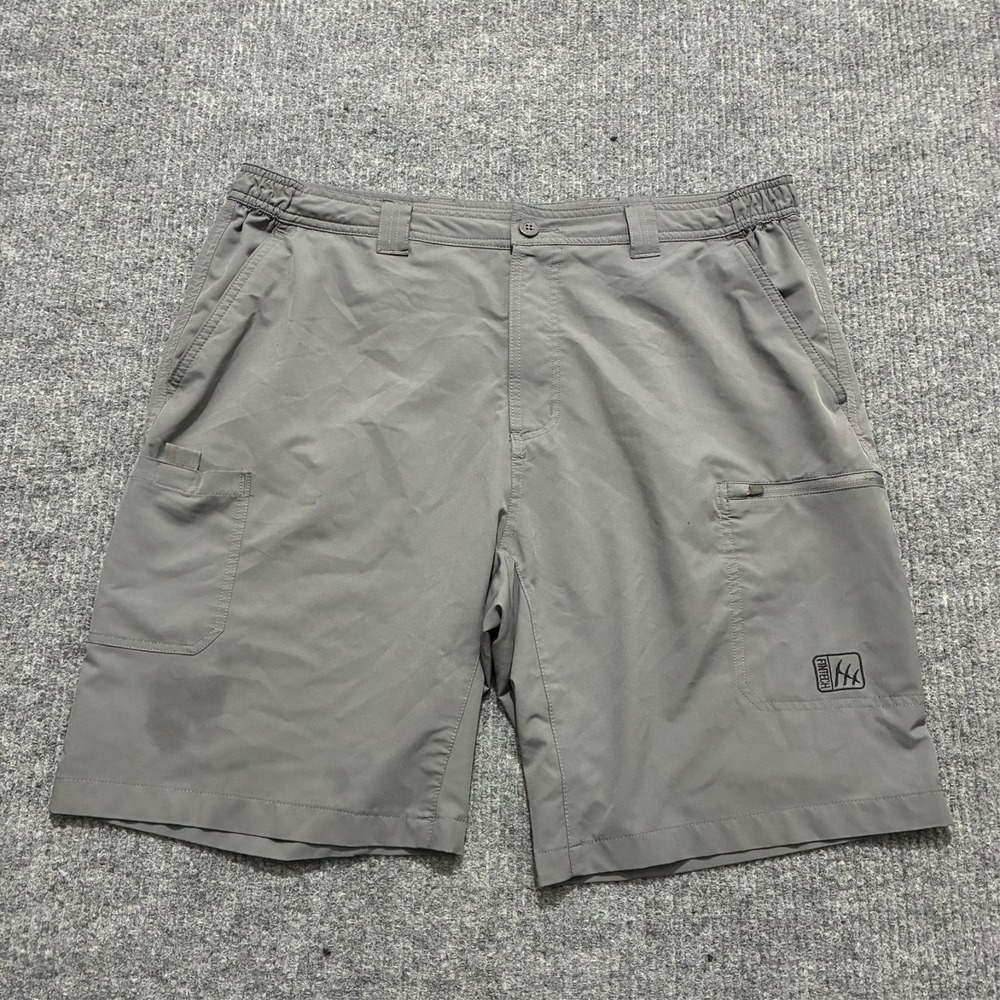 Fintech Mens Cargo Shorts Size 2XL Gray Zip Pocket Outdoor‎ Casual Mid Rise